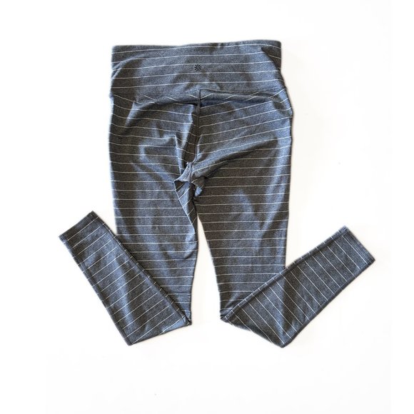 NWOT Athleta Yoga Leggings Pants Full Length Sz MED Gray w/White Stripes - Picture 3 of 7